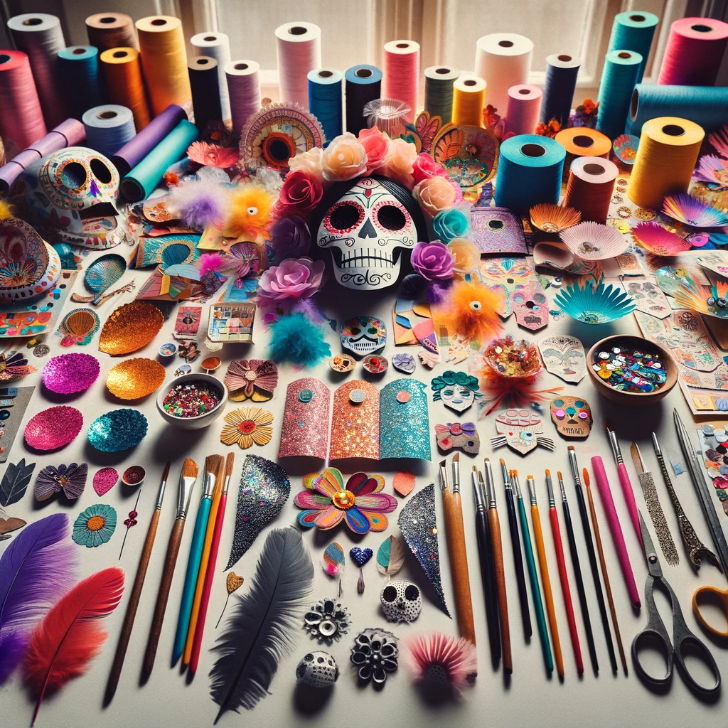 Materiales y Herramientas para Decorar Catrinas de Papel
